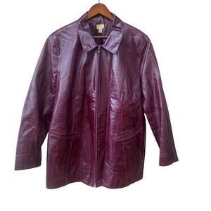 Caslon Thin Leather Oxblood Lined Jacket Coat Size 2X